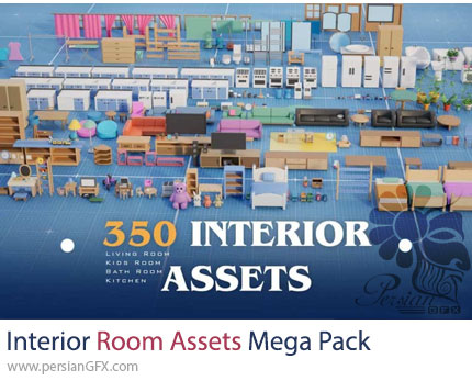 دانلود کیت ابزار دکوراسیون داخلی اتاقها برای بازیها و پروژههای سهبعدی در یونیتی - Interior Room Assets Mega Pack