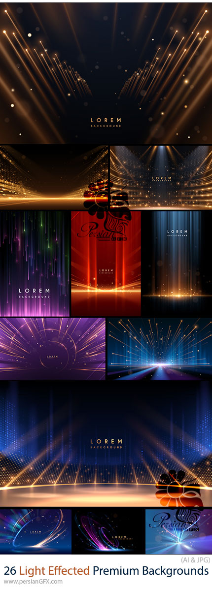 دانلود 26 وکتور پسزمینههای پریمیوم با افکت نورانی - Light Effected Premium Backgrounds