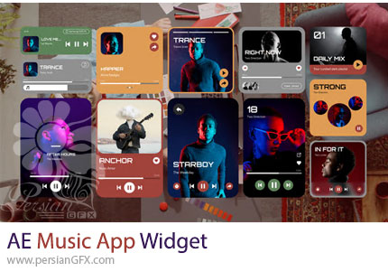 دانلود پروژه افترافکت انیمیشن ویجت اپلیکیشنهای موسیقی + آموزش - Music App Widget