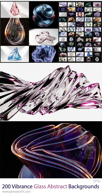 دانلود 200 بک گراند انتزاعی شیشهای شفاف و درخشان - Vibrance Glass Abstract Backgrounds Collection