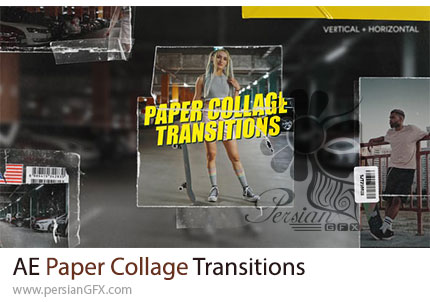 دانلود پروژه افترافکت ترانزیشن کلاژ کاغذی + آموزش - Paper Collage Transitions