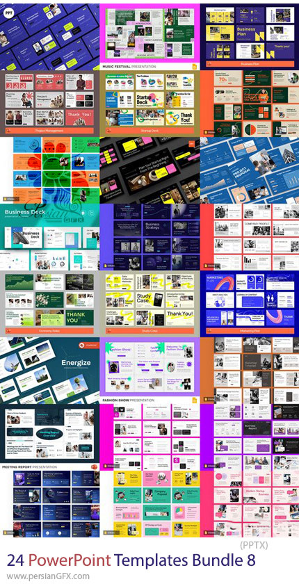 دانلود مجموعه 24 پرزنتیشن پاورپوینت برای کسبوکار و آموزش - PowerPoint Templates Bundle 8
