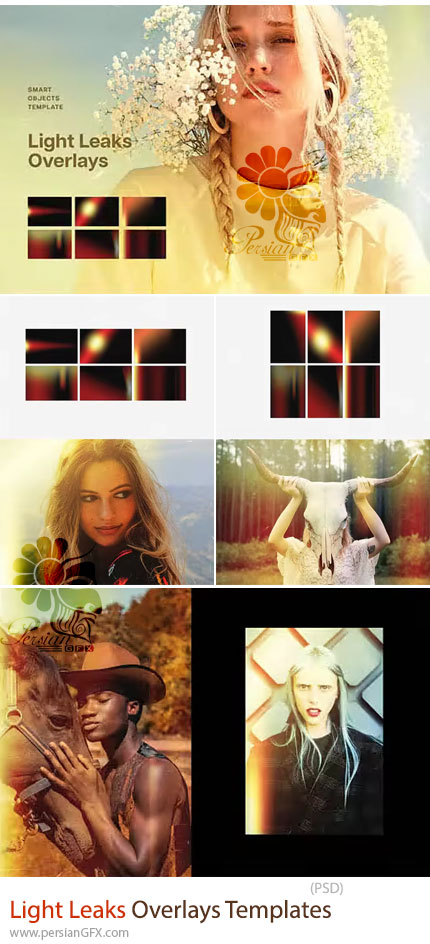 دانلود قالب لایه باز نشتی نور برای طراحی و ویرایش عکس - Light Leaks Overlays PSD Templates