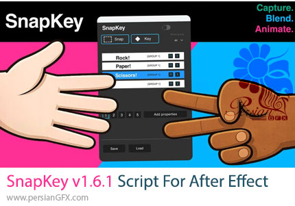 دانلود اسکریپت SnapKey v1.6.1 برای ذخیره، ترکیب و استفاده دوباره از حالتهای انیمیشن در افترافکت