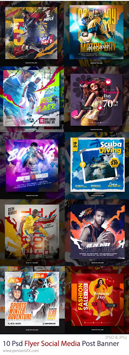 دانلود قالب لایه باز طراحی فلایر، پست شبکههای اجتماعی و بنرهای تبلیغاتی - Psd Flyer Social Media Post Banner Set
