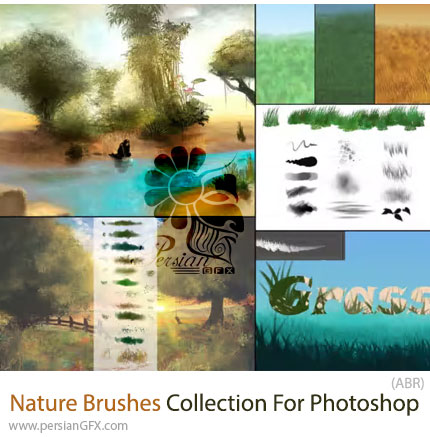 دانلود مجموعه براش فتوشاپ المان های منظره و طبیعت - Nature Brushes Collection For Photoshop