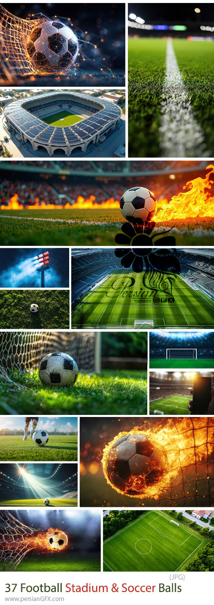 دانلود 37 تصویر با کیفیت فوتبال و توپ در استادیوم برای جام جهانی - Football Stadium & Soccer Balls