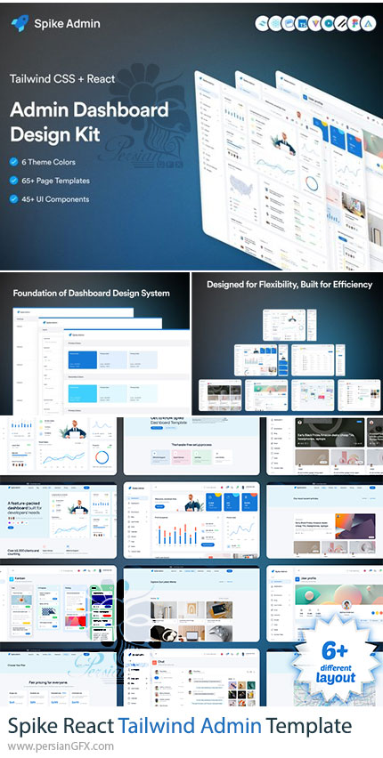 دانلود قالب UI و UX برای ساخت پنل‌های مدیریت - Spike React Tailwind Admin Template