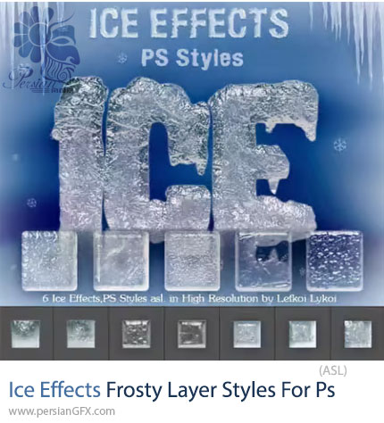 دانلود استایل فتوشاپ با افکت یخی و برفی برای متن - Ice Effects Frosty Layer Styles For Photoshop