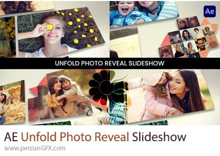 دانلود پروژه افترافکت اسلایدشو تصاویر با افکت باز شدن ورق کاغذ - Unfold Photo Reveal Slideshow