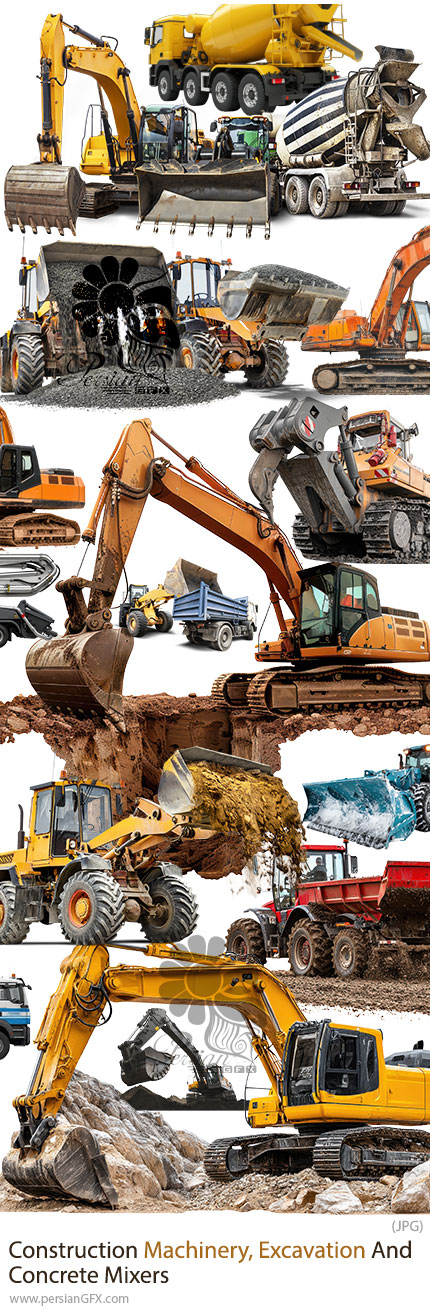 دانلود 25 تصویر PNG ماشینآلات ساختمانی، حفاری و میکسر بتن - Construction Machinery, Excavation and Concrete Mixers