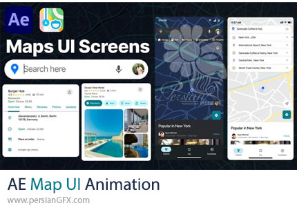 دانلود پروژه افترافکت انیمیشن رابط کاربری نقشه + آموزش - Map UI Animation