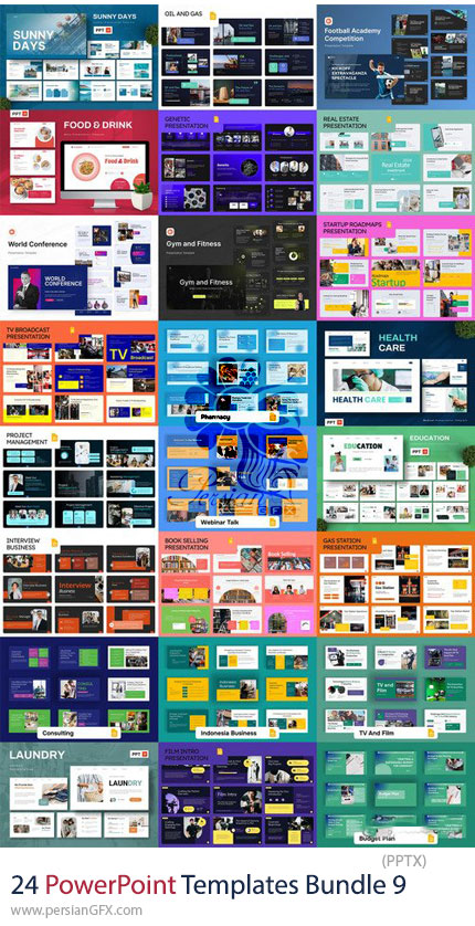 دانلود مجموعه 24 پرزنتیشن پاورپوینت برای کسبوکار و آموزش - PowerPoint Templates Bundle 9