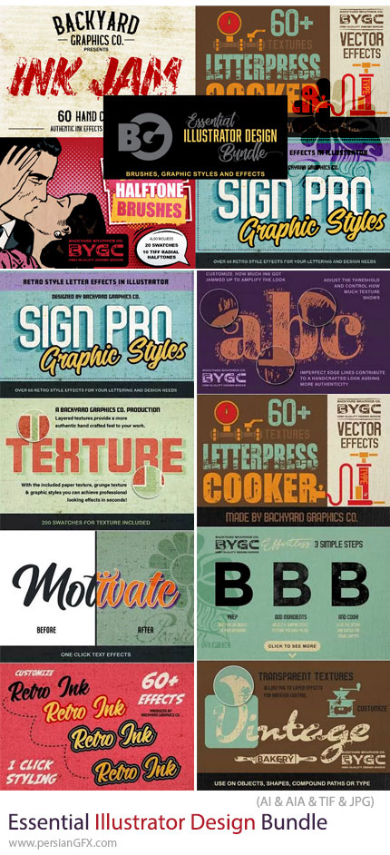 دانلود مجموعه ضروری ابزارهای طراحی برای ایلوستریتور - Essential Illustrator Design Bundle