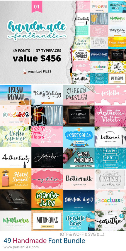 دانلود 49 فونت انگلیسی دست نویس - Handmade Font Bundle
