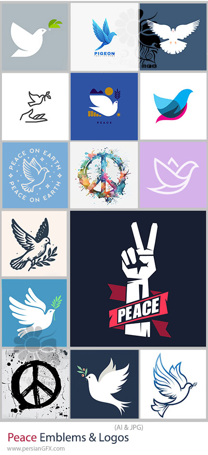 دانلود 36 وکتور لوگو و نماد صلح - Peace Emblems & Logos