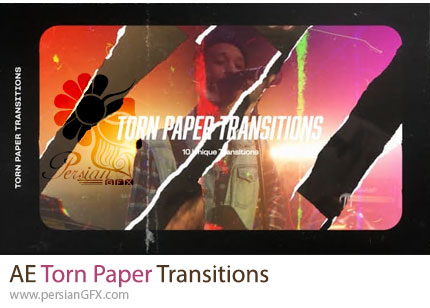 دانلود پروژه افترافکت ترانزیشن پارگی کاغذ + آموزش - Torn Paper Transitions