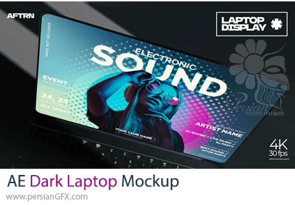 دانلود پروژه افترافکت موکاپ لپ تاپ تیره برای نمایش وبسایت و اپلیکیشن - Dark Laptop Mockup