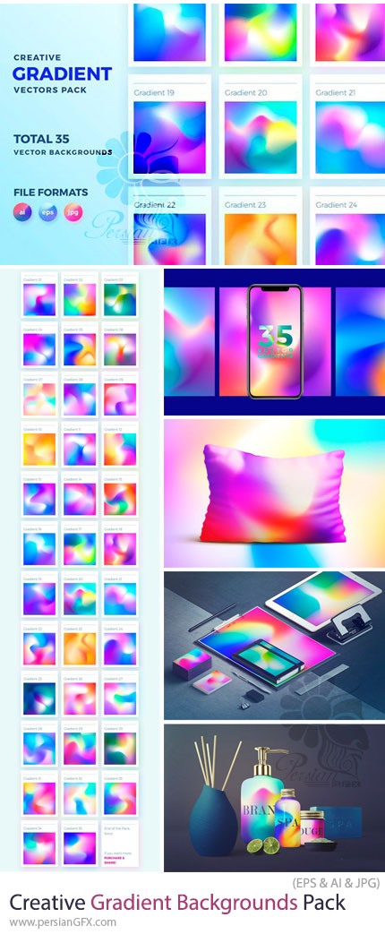 دانلود مجموعه بکگراندهای گرادینت خلاقانه برای طراحی گرافیک - Creative Gradient Backgrounds Pack