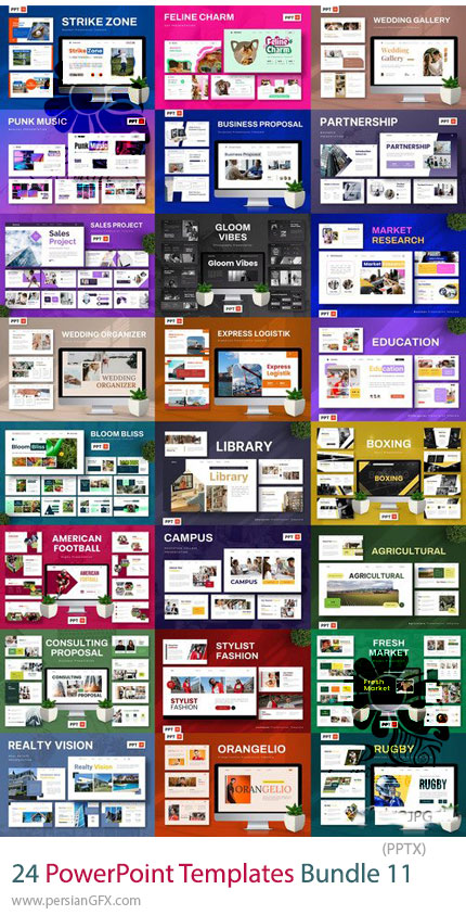 دانلود مجموعه 24 پرزنتیشن پاورپوینت برای کسب‌وکار و آموزش - PowerPoint Templates Bundle 11
