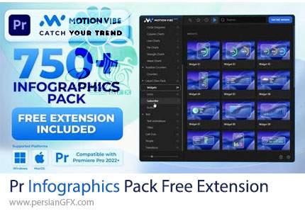 دانلود پروژه پریمیر بیش از 750 نمودار اینفوگرافی متحرک - Infographics Pack Free Extension For Premiere Pro Included