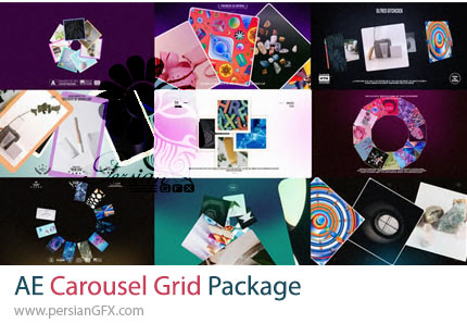 دانلود پروژه افترافکت پک اسلایدشو به سبک کاروسل شبکهای + آموزش - Carousel Grid Package