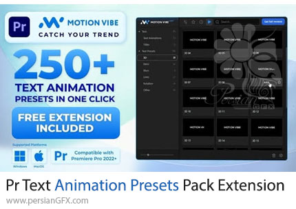 دانلود پروژه پریمیر بیش از 250 پریست انیمیشن متن - Text Animation Presets Pack Free Extension for Premiere Pro Included