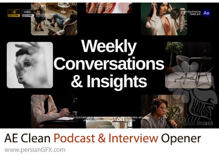 دانلود پروژه افترافکت اینترو پادکست و مصاحبه مینیمال + آموزش - Clean Podcast & Interview Opener