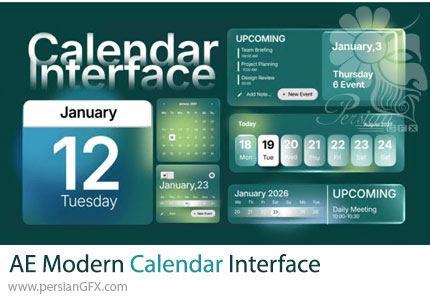 دانلود پروژه افترافکت رابط کاربری تقویم دیجیتال مدرن + آموزش - Modern Calendar Interface