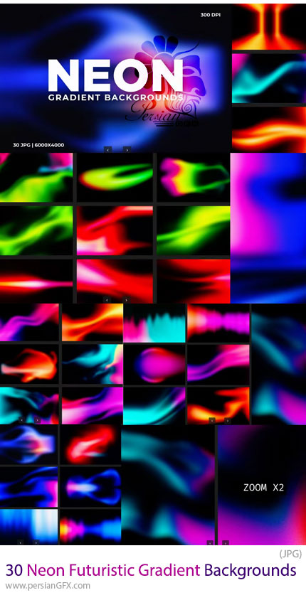 دانلود 30 بک گراند گرادیانت نئونی و آینده‌نگر - Neon Futuristic Gradient Backgrounds