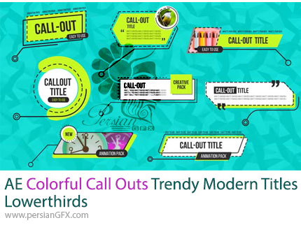 دانلود پروژه افترافکت عناوین و زیرنویسهای مدرن رنگارنگ + آموزش - Colorful Call Outs Trendy Modern Titles Lowerthirds