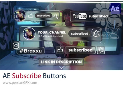 دانلود پروژه افترافکت دکمه های ساب اسکرایب یوتبوب + آموزش - Subscribe Buttons