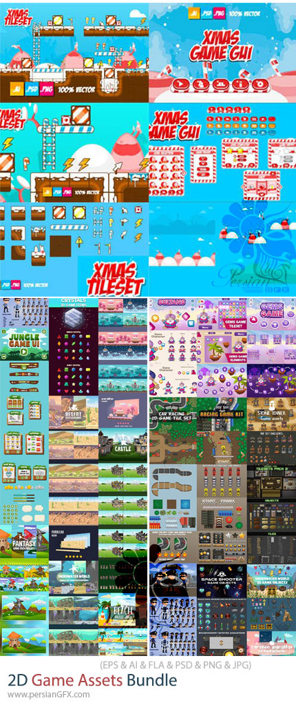 دانلود مجموعه آبجکتها و المانهای دوبعدی برای ساخت بازی - 2D Game Assets Bundle