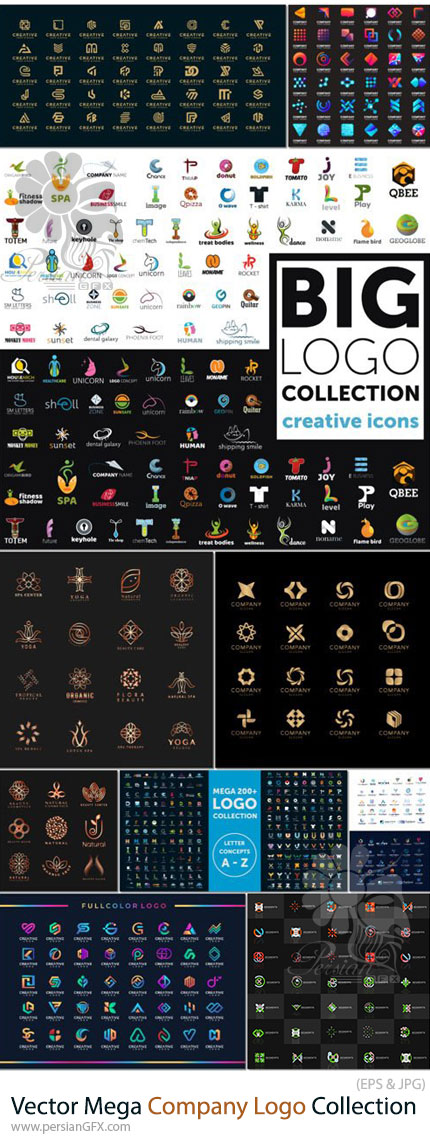 دانلود مجموعه لوگوهای وکتور شرکتی برای طراحی برندینگ - Vector Mega Company Logo Collection