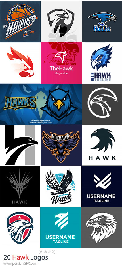 دانلود 20 وکتور لوگوی عقاب و شاهین - Hawk Logos