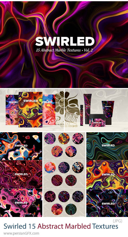 دانلود مجموعه 15 تکسچر انتزاعی مرمری - Chromasupply Swirled 15 Abstract Marbled Textures