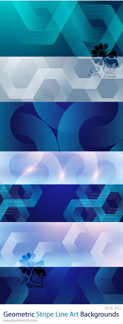 دانلود 26 وکتور بک گراند خطوط هندسی و راهراه - Geometric Stripe Line Art Design Backgrounds
