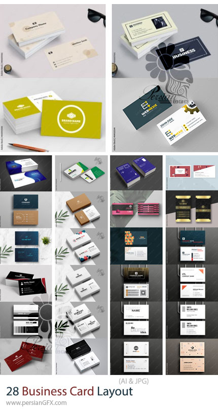 دانلود 28 وکتور طرح متنوع کارت ویزیت - Business Card Layout