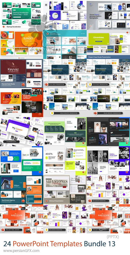دانلود مجموعه 24 پرزنتیشن پاورپوینت برای کسبوکار و آموزش - PowerPoint Templates Bundle 13
