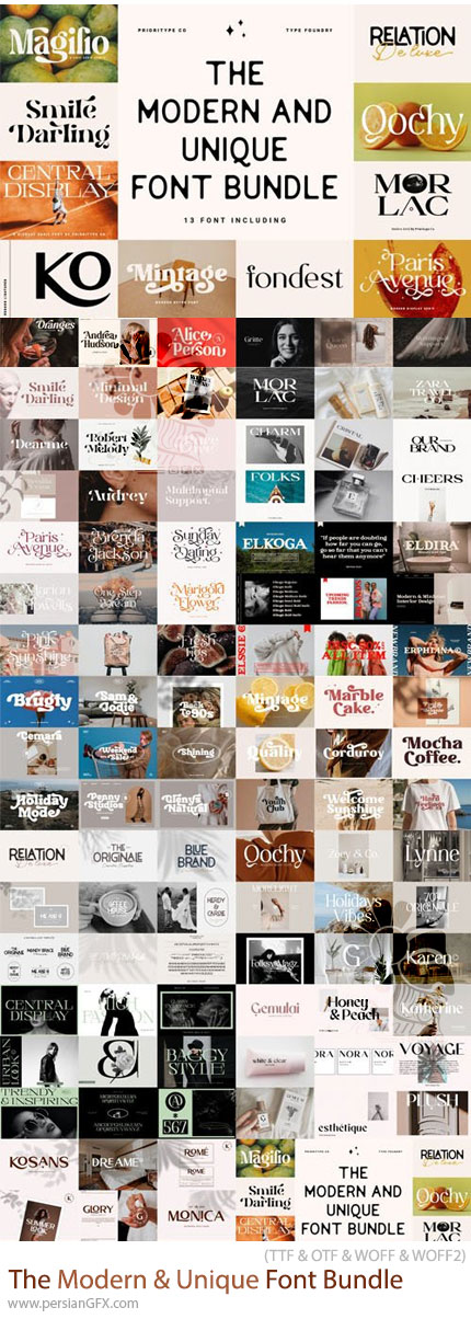 دانلود مجموعه 13 فونت انگلیسی مدرن و منحصربهفرد - The Modern & Unique Font Bundle