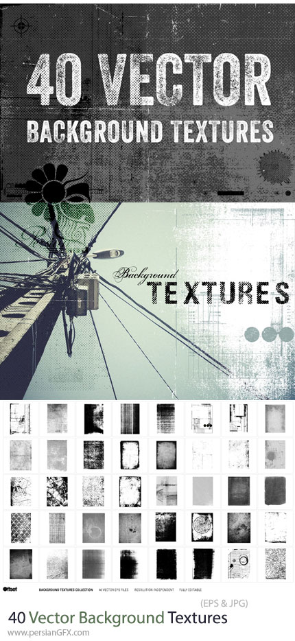 دانلود 40 وکتور پس زمینه با تکسچر وینتیج - Vector Background Textures