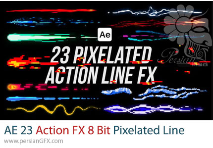 دانلود پروژه افترافکت جلوه های ویژه خطوط پیکسلی 8 بیتی - Action FX 8 Bit Pixelated Line