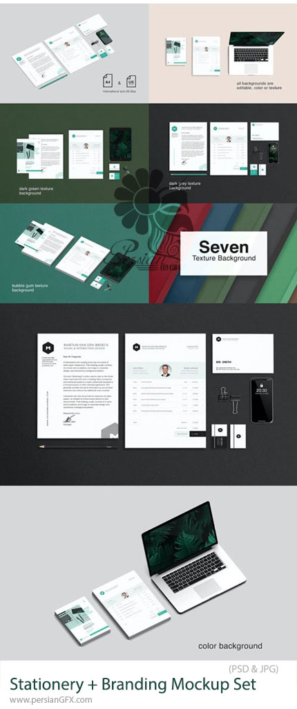 دانلود مجموعه موکاپ لوازم اداری و هویت برند در فتوشاپ - Stationery + Branding PSD Mockup Set