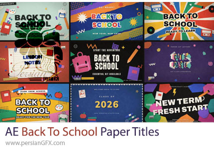 دانلود پروژه افترافکت عناوین کاغذی بازگشت به مدرسه + آموزش - Back To School Paper Titles