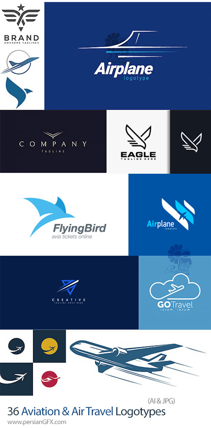 دانلود 36 وکتور آرم و لوگوهای هواپیمایی و سفر هوایی - Aviation & Air Travel Logotypes