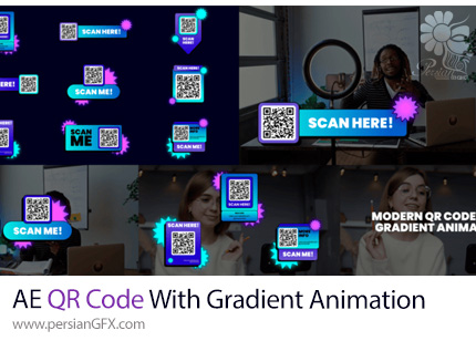 دانلود پروژه افترافکت انیمیشن QR Code مدرن با گرادینت + آموزش - Modern QR Code With Gradient Animation