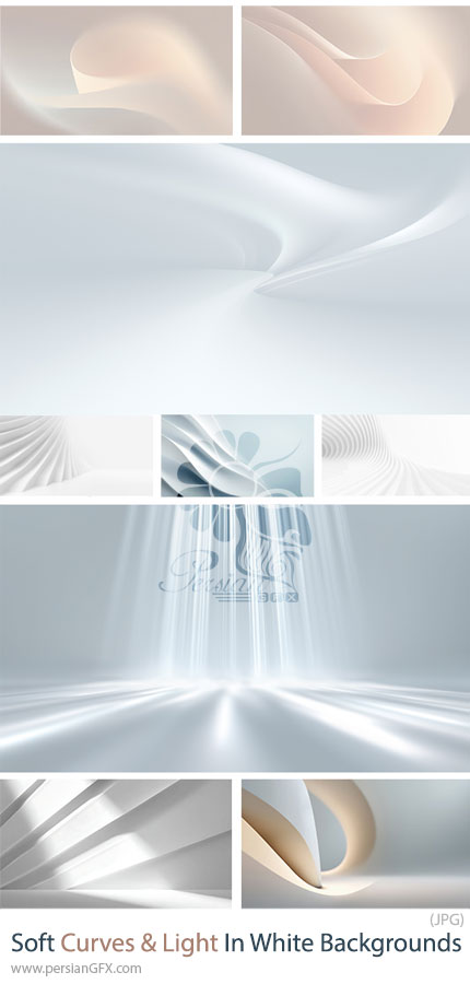 دانلود 28 پسزمینه سفید انتزاعی با منحنیهای نرم و ترکیب نور - Soft Curves & Light Blend In Abstract White Backgrounds