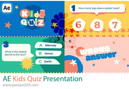 دانلود پروژه افترافکت ساخت ارائه و آزمون کودکانه + آموزش - Kids Quiz Presentation