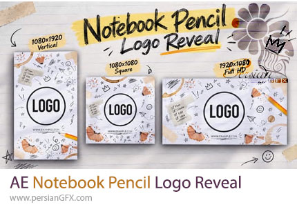 دانلود پروژه افترافکت معرفی لوگو با دفتر یادداشت و مداد + آموزش - Notebook Pencil Logo Reveal
