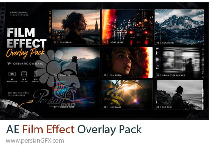 دانلود پروژه افترافکت پک اورلی افکتهای فیلم سینمایی + آموزش - Film Effect Overlay Pack